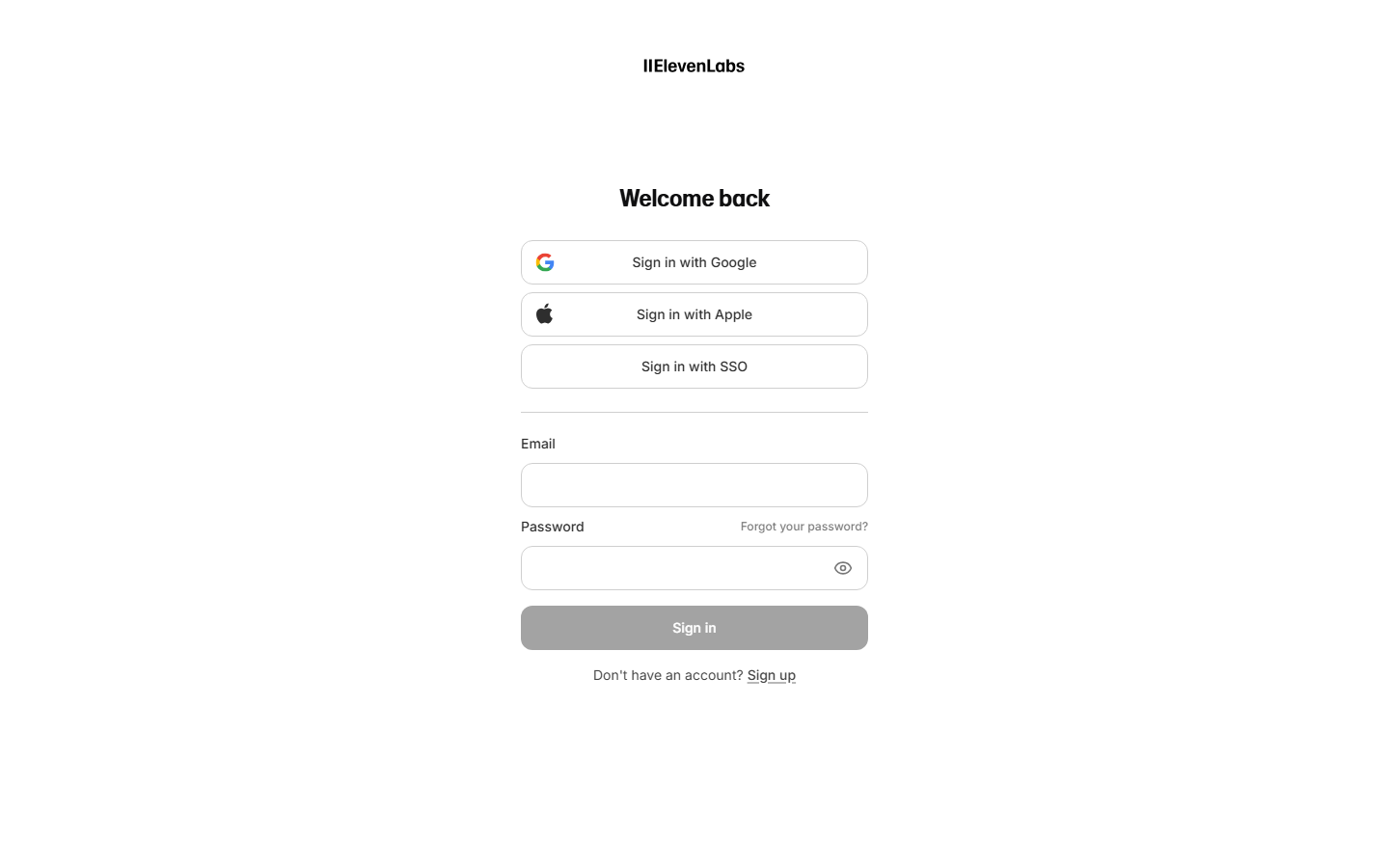 ElevenLabs 登入頁